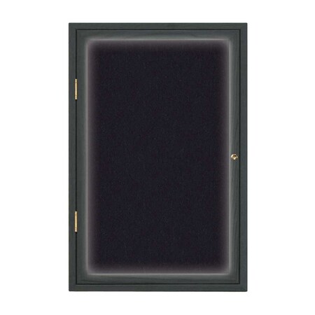 United Visual Products Triple Door Enclosed Radius EZ Tack Board, 96"x48", Header, White/Green UV7016EZ-GREEN-WHITE
